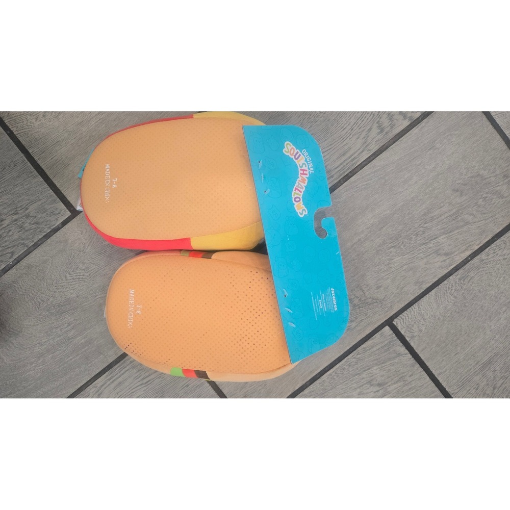 Squishmallows Burger and Fries Plush Slippers Kids Size 7-8 New with Tags - Picture 4 of 4